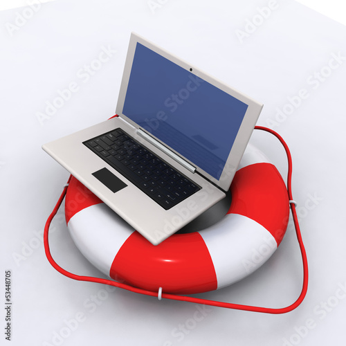 Illustration: Lifebelt with laptop Lifebelt with laptop