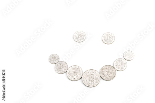 Photo: Coins on white Coins on white