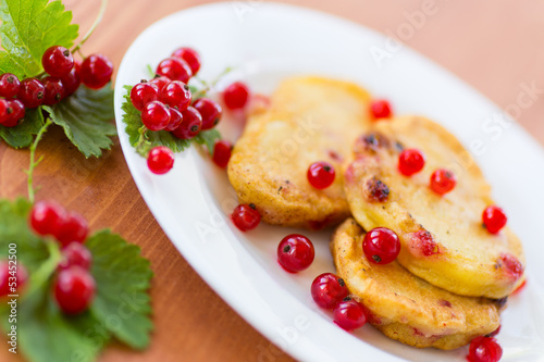 Photo: Pancakes with red currants Pancakes with red currants