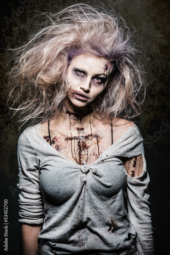 Photo: a scary undead zombie girl a scary undead zombie girl