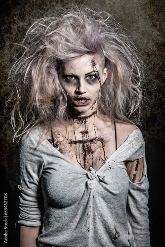Photo: a scary undead zombie girl a scary undead zombie girl