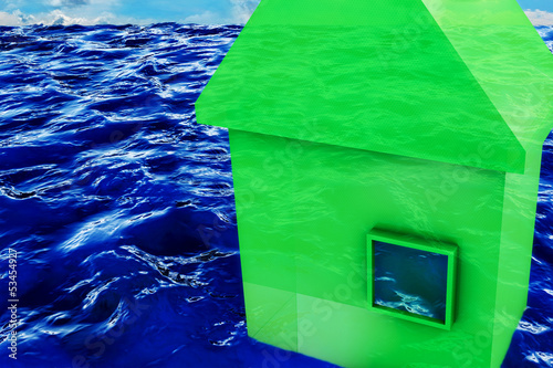 Illustration: Hochwasser - 3D Render Hochwasser - 3D Render
