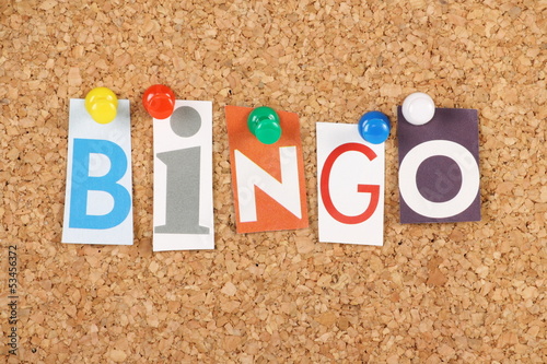 Photo: The word Bingo on a cork notice board The word Bingo on a cork notice board