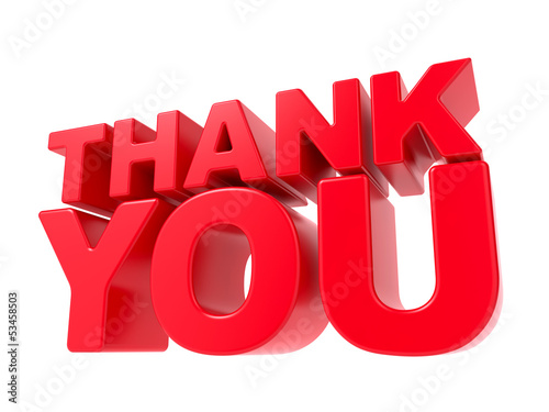 Illustration: Thank You - Red 3D Text. Thank You - Red 3D Text.