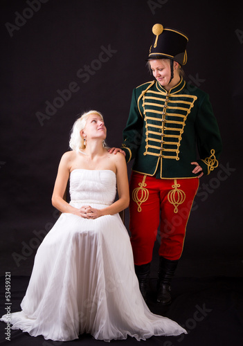Photo: beautiful bride and hussar beautiful bride and hussar