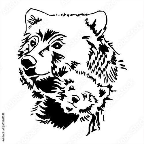 Vector: Mother and Baby Bear head tattoo vector Mother and Baby Bear head tattoo vector