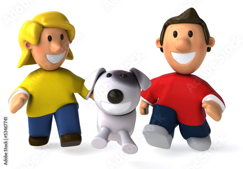 Illustration: Kids and dog Kids and dog