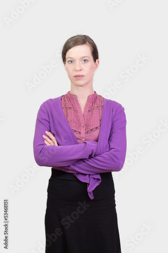 Photo: Junge Frau schaut streng Junge Frau schaut streng