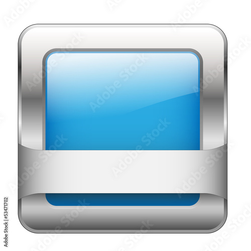 Illustration: Blue Web Button (sign badge icon symbol blank template square) Blue Web Button (sign badge icon symbol blank template square)