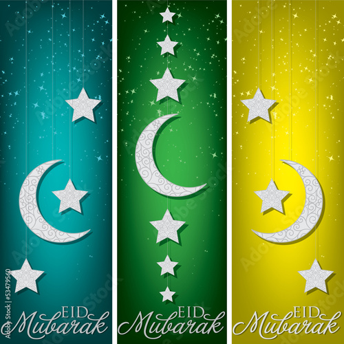 Vector: Hanging decoration "Eid Mubarak" (Blessed Eid) banners in vector Hanging decoration "Eid Mubarak" (Blessed Eid) banners in vector