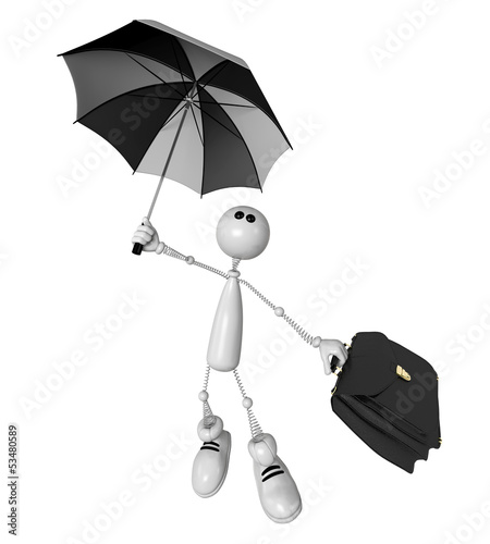 Illustration: the small person with an umbrella and a portfolio the small person with an umbrella and a portfolio