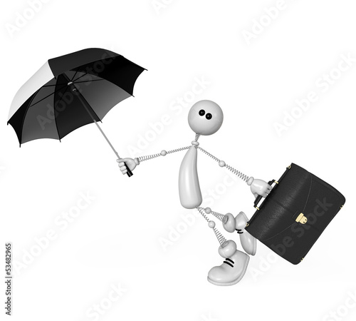 Photo: the small person with an umbrella and a portfolio the small person with an umbrella and a portfolio