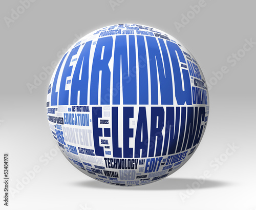 Illustration: 3d Sphere with E-Learning concepts - Clipping path included 3d Sphere with E-Learning concepts - Clipping path included