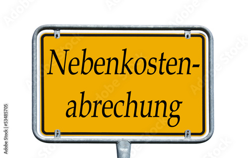 Illustration: Schild - Nebenkostenabrechnung Schild - Nebenkostenabrechnung