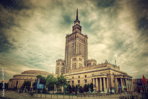 Photo: The Palace of Culture and Science, Warsaw, Poland. Retro The Palace of Culture and Science, Warsaw, Poland. Retro