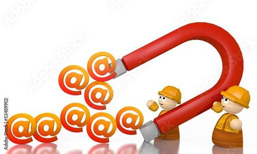 Illustration: percent icon attracted by an magnet with two tiny characters percent icon attracted by an magnet with two tiny characters