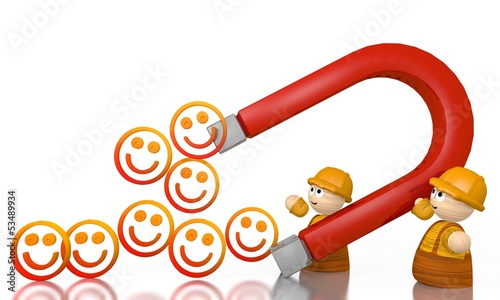 Illustration: percent icon attracted by an magnet with two tiny characters percent icon attracted by an magnet with two tiny characters