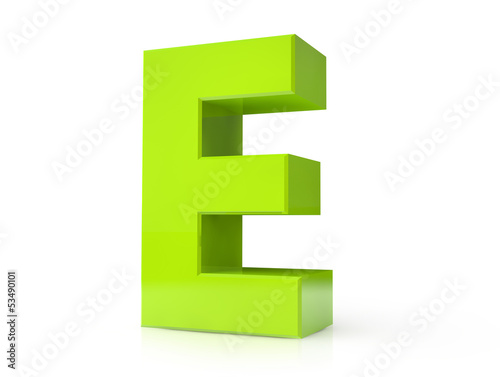 Illustration: 3d green letter - E 3d green letter - E