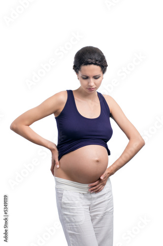 Photo: pregnant woman with stomach pain pregnant woman with stomach pain