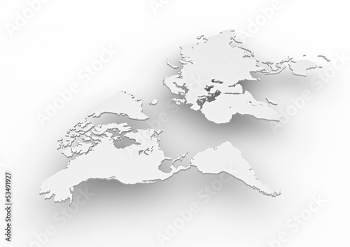 Illustration: Planisfero mondo 3d bianco cartina Planisfero mondo 3d bianco cartina