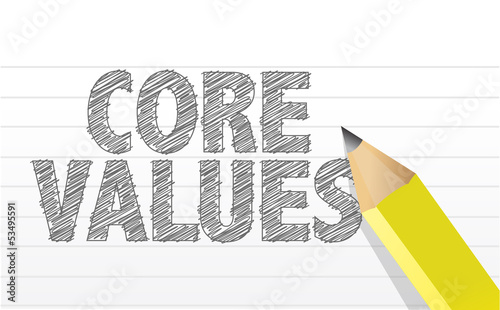 Photo: writing Core Values. illustration writing Core Values. illustration