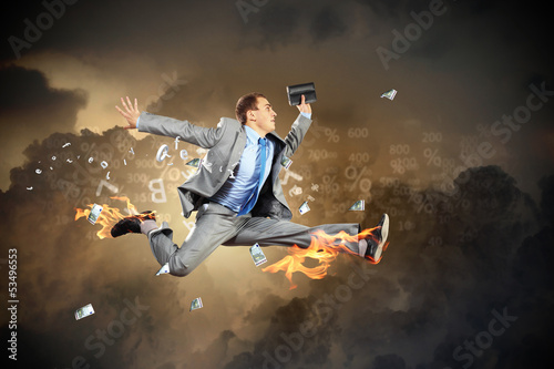 Photo: Image of running businessman Image of running businessman