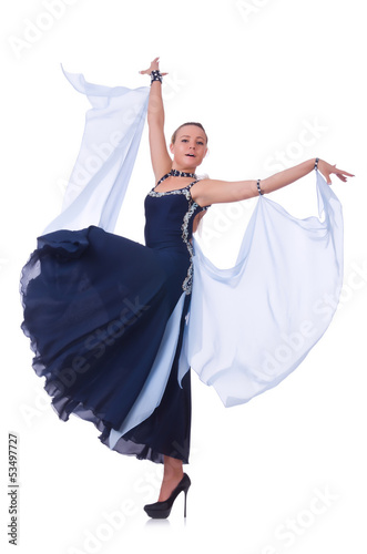 Photo: Woman dancing on the white Woman dancing on the white