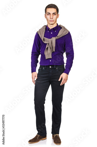 Photo: Man in fashion look isolated on white Man in fashion look isolated on white
