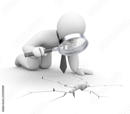 Illustration: Businessman examines something Businessman examines something