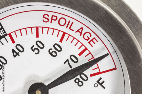 Photo: Refrigerator Thermometer Spoilage Area Macro Detail Refrigerator Thermometer Spoilage Area Macro Detail