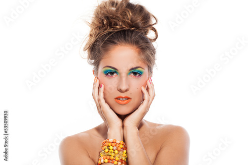 Photo: Beautiful caucasian woman with artistic makeup Beautiful caucasian woman with artistic makeup