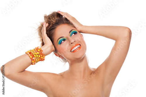 Photo: Beautiful caucasian woman with artistic makeup Beautiful caucasian woman with artistic makeup