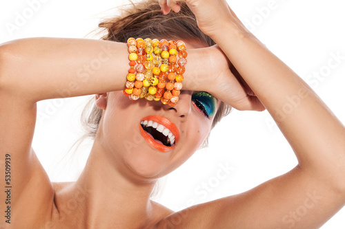 Photo: Beautiful caucasian woman with artistic makeup Beautiful caucasian woman with artistic makeup