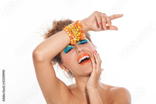 Photo: Beautiful caucasian woman with artistic makeup Beautiful caucasian woman with artistic makeup