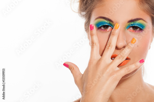 Photo: Beautiful caucasian woman with artistic makeup Beautiful caucasian woman with artistic makeup