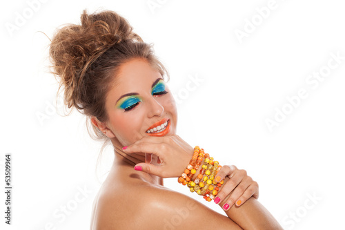 Photo: Beautiful caucasian woman with artistic makeup Beautiful caucasian woman with artistic makeup