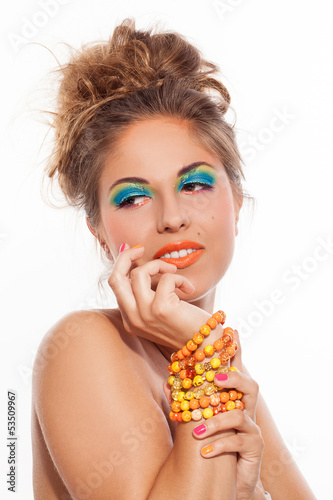 Photo: Beautiful caucasian woman with artistic makeup Beautiful caucasian woman with artistic makeup