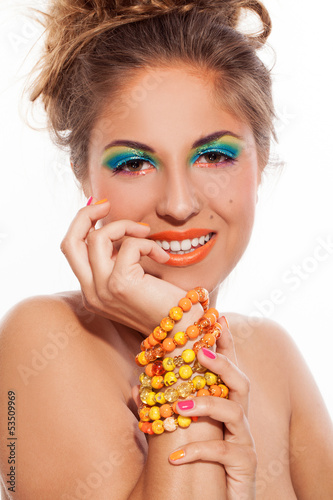 Photo: Beautiful caucasian woman with artistic makeup Beautiful caucasian woman with artistic makeup