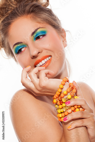 Photo: Beautiful caucasian woman with artistic makeup Beautiful caucasian woman with artistic makeup