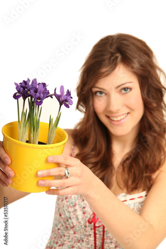Photo: Frau mit Blumen Frau mit Blumen