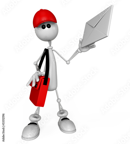 Illustration: The 3D white mail carrier on springs. The 3D white mail carrier on springs.