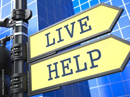 Illustration: Live Help Roadsign. Live Help Roadsign.