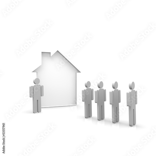 Illustration: vermieten. mieter, makler, vermieten. mieter, makler,