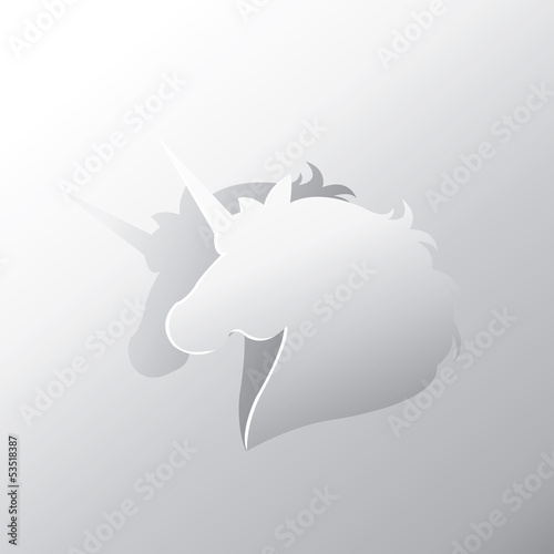 Vector: Unicorn peel off from silver paper background Unicorn peel off from silver paper background