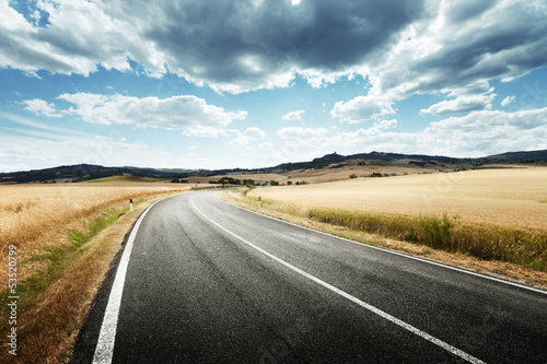 Photo: asphalt road in Tuscany Italy asphalt road in Tuscany Italy