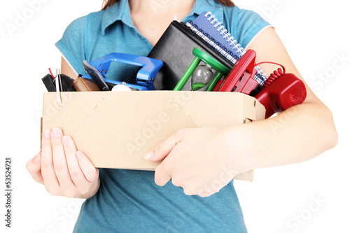 Photo: Personal property in carton isolated on white Personal property in carton isolated on white