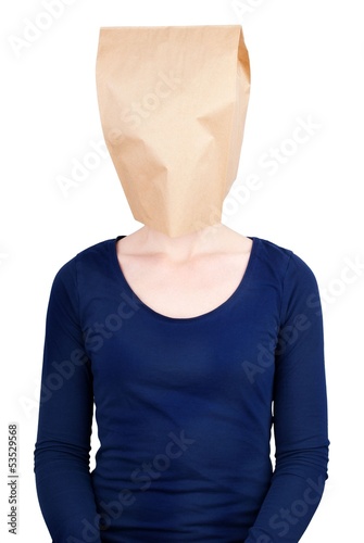 Photo: person with a paper bag head person with a paper bag head
