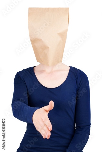 Photo: person with paper bag head person with paper bag head