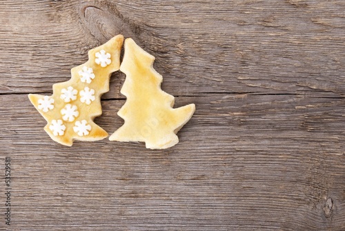 Photo: two christmas tree cookies two christmas tree cookies