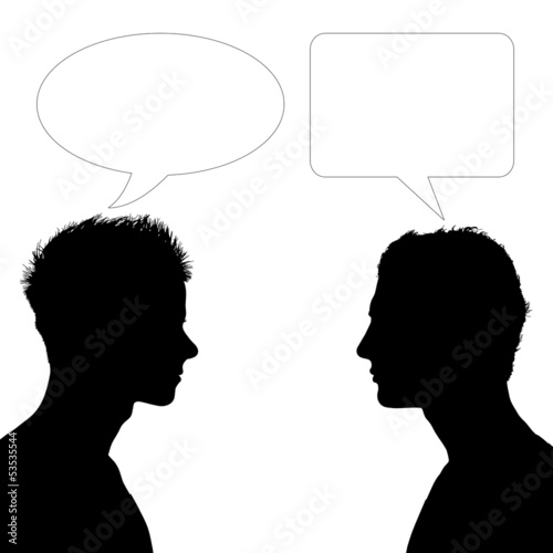 Illustration: two men face to face dialogue two men face to face dialogue